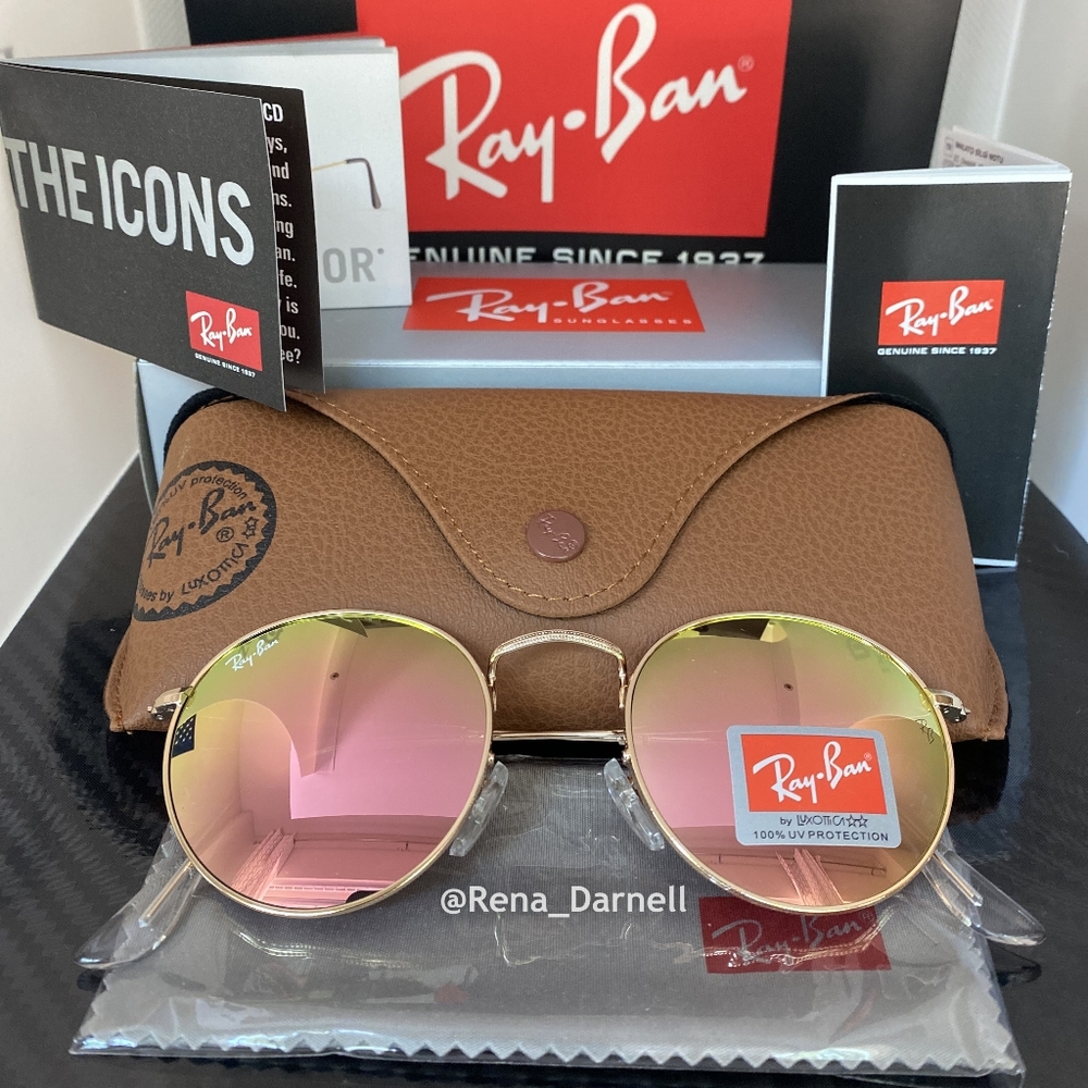 Ray-Ban Pink Round Metal RB3447 New - Picture 12 of 16